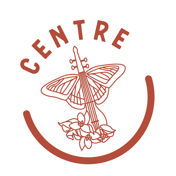 Central badge with instrument and butterfly